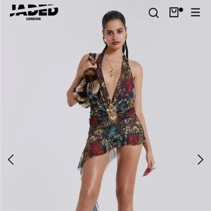 Dark Romantic Cheetah Print Mini Plunge Dress